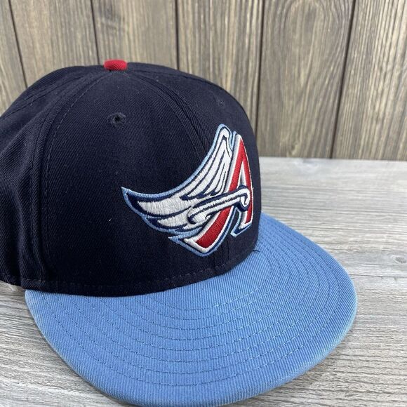 Anaheim Angels Hat Fitted Mens 7 1/8 Blue Plain Logo New Era MLB Baseball Cap - Picture 10 of 16